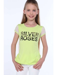 Dívčí tričko se síťovanými rukávy, zelené NDZ0764