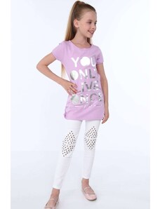 Dívčí tričko se stříbrným nápisem, fialová NDZ8243