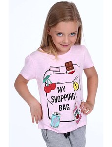 FASARDI Dívčí tričko s nášivkami ve světle růžové barvě