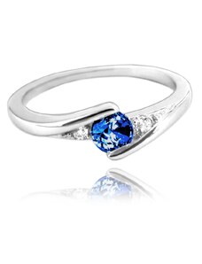MINET Elegantní stříbrný prsten s tmavě modrým zirkonem