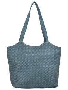 Paolo Bags Velká dámská koženková taška s proplétáním Korynt, světlá modrozelená