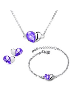 Sisi Jewelry Souprava náhrdelníku, náušnic a náramku Heart Ametyst - srdíčko