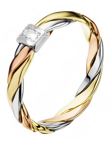 Zlatý prsten s diamanty ZPTR020M-61-1000