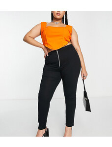 I Saw It First Curve I Saw It First Plus zip front high waist leggings in black