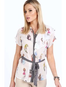 FASARDI Elegantní šifonová košile s barevnými postavami