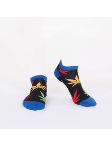 FASARDI Černé krátké dámské ponožky s barevnými listy