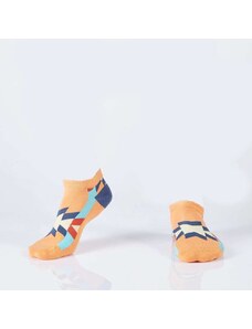 FASARDI Oranžové krátké dámské ponožky s aztéckými vzory