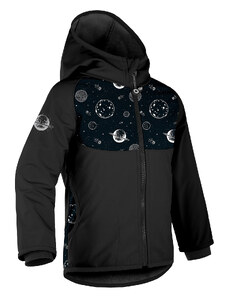 Unuo, Dětská softshellová bunda s fleecem Basic, Černá, Planety