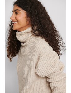 NA-KD Ribbed Knitted Turtleneck Side Slit Sweater