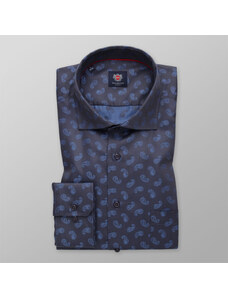 Willsoor Pánská slim fit košile grafitové barvy s tmavě modrým vzorem paisley 14610