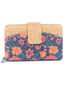 Ecopeople Dámská korková peněženka - Fialová s květinami