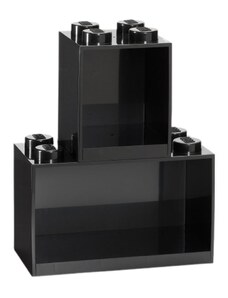 Lego Set dvou černých nástěnných polic LEGO Brick