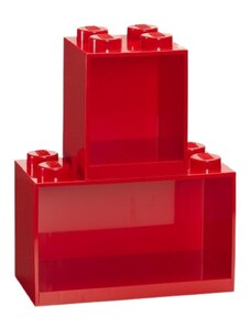 Set dvou červených nástěnných polic LEGO Brick