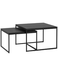 Set dvou černých dubových konferenčních stolků MICADONI VELD 60 x 60/50 x 50 cm