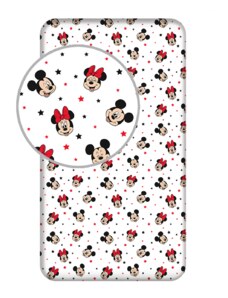 Jerry Fabrics Bavlněné napínací prostěradlo 90x200 + 25 cm - Mickey and Minnie "Stars"