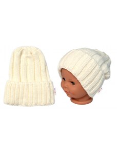 BABY NELLYS Zimní nadčasová čepice Mom and Baby, smetanová Velikost koj oblečení: univerzální
