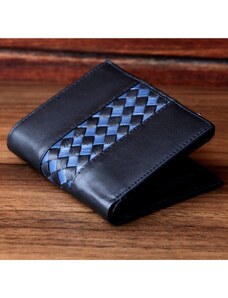 Pánská kožená peněženka GENUINE černá/modrá
