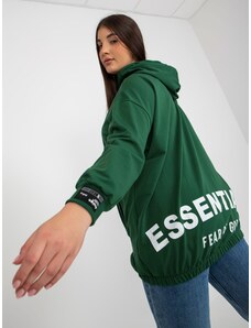 Fashionhunters Tmavě zelená mikina na zip plus velikosti