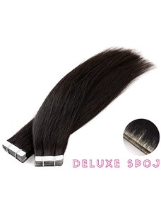 Deluxe neviditelné vlasové PU pásky tape in na prodlužování vlasů 60cm 1B - přírodně černá