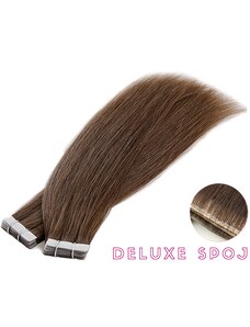 Deluxe neviditelné vlasové PU pásky tape in na prodlužování vlasů 40cm 08 - světle hnědá