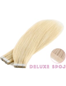 Deluxe neviditelné vlasové PU pásky tape in na prodlužování vlasů 40cm 613 - nejsvětlejší blond