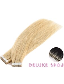 Deluxe neviditelné vlasové PU pásky tape in na prodlužování vlasů 60cm 22 - světlá blond