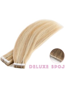 Deluxe neviditelné vlasové PU pásky tape in na prodlužování vlasů 50cm 18/613 - nejsvětlejší hnědá / nejsvětlejší blond