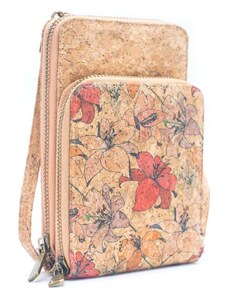 Ecopeople Korková kabelka na mobilní telefon - Tropické květy
