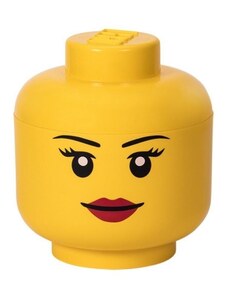 Žlutý úložný box ve tvaru hlavy LEGO Girl 24 cm