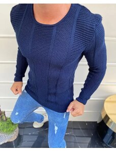 Fashionformen Tmavě-modrý pánský vzorovaný svetr LAGOS Name