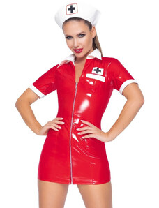 Lakovaný kostým Black Level Zdravotní sestra – červené šaty a čepeček