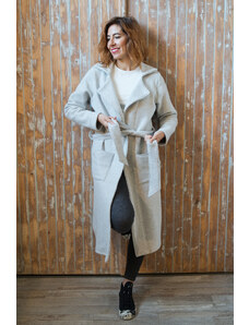 Meera Design Hřejivý kabát ARTEMIS prodloužený/ Světle šedý fleece