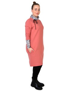 Top Elegant Teplákové šaty s kapsami ALEX long / dusty cedr