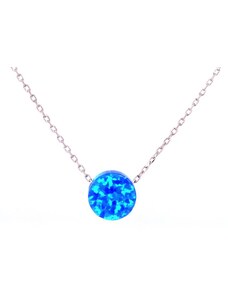 Rafity Stříbrný náhrdelník kolečko s modrým opálem