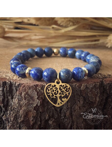 Estemia Náramek z minerálů lapis lazuli se stromem života v srdci