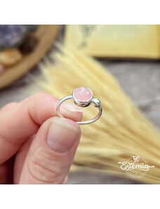 Estemia Stříbrný prsten s růženínem nastavitelný - Ag925