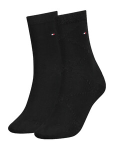 TOMMY HILFIGER Dámské černé ponožky 2 páry 701220251-2P-002