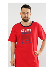 Cool Comics Pánská noční košile s krátkým rukávem Hra, barva červená, 70% bavlna 30% polyester
