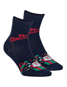 Ponožky s vánočním motivem WOLA SANTA modré