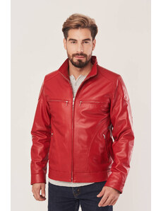 KONOPKA Pánská červená kožená bunda