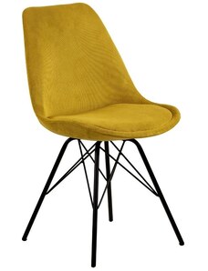 Scandi Žlutá manšestrová jídelní židle Erisa