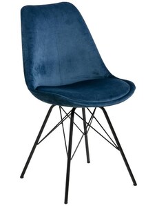Scandi Modrá sametová jídelní židle Erisa