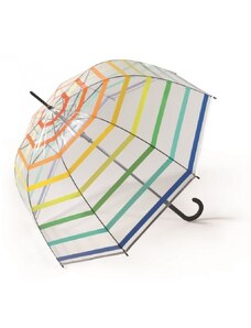 Dlouhý automatický deštník průhledný s pruhy Benetton 56905
