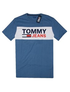 Tommy Hilfiger pánské tričko s krátkým rukávem Essentia Wide Logo light blue