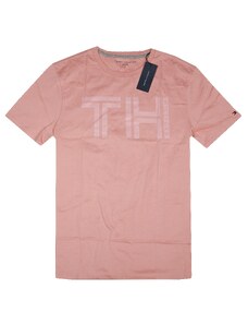 Tommy Hilfiger pánské tričko s krátkým rukávem Essential TH Logo dark pink