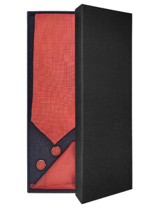 Světle červená pánská kravata s bílou mřížkou – Dárková sada