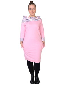 Top Elegant Teplákové šaty s kapsami BROŇA long / růžové