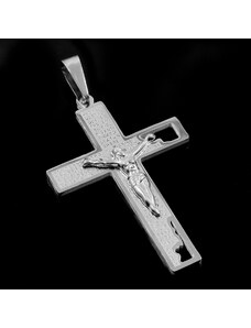 Atraktivní křížek s Kristem a úryvkem z Bible - Chirurgická ocel