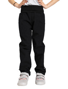 Unuo, Dětské softshellové kalhoty bez zateplení pružné Cool, Černá
