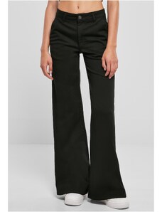 UC Ladies Dámské kalhoty Chino s vysokým pasem a širokými nohavicemi černé barvy